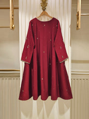 3 Piece- Pure Silk Net Embroidered Suit S111468