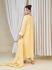 3 Piece - Pure Cotton Net Embroidered Suit S110120