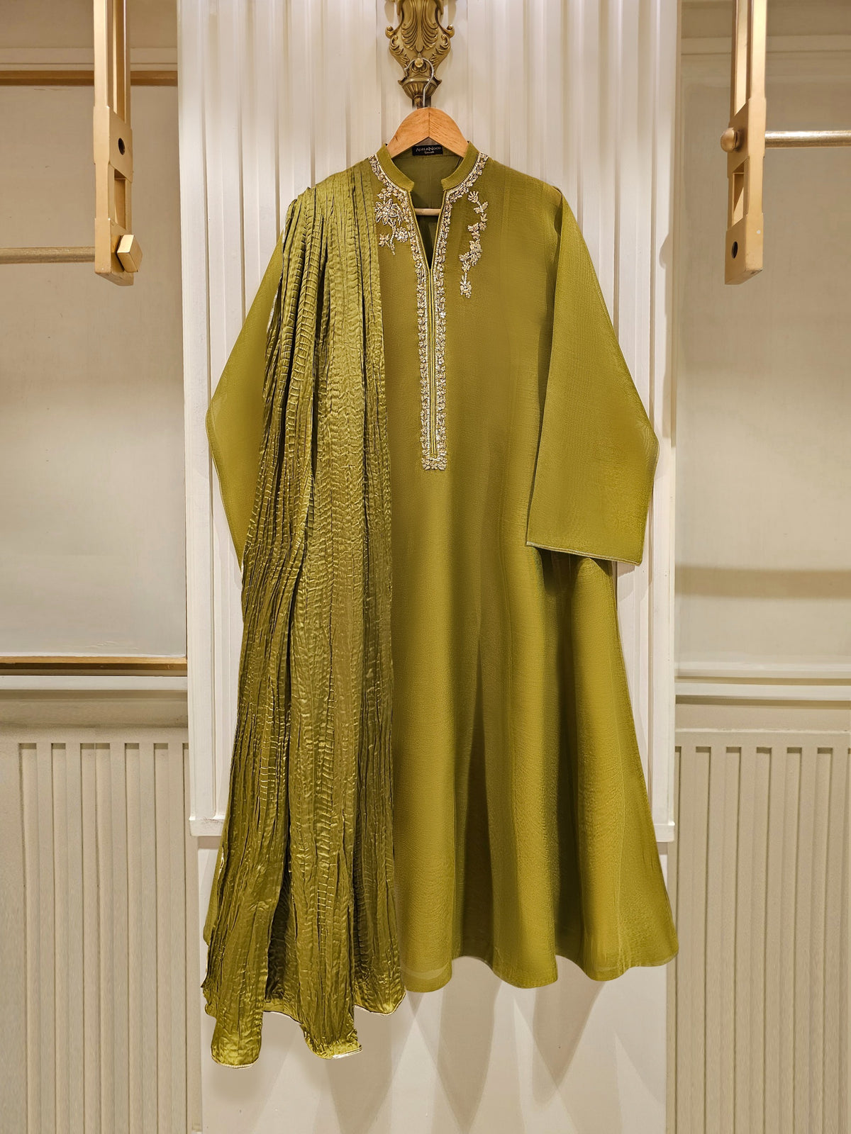 3 Piece - Pure Cotton Net Embroidered Suit S111459