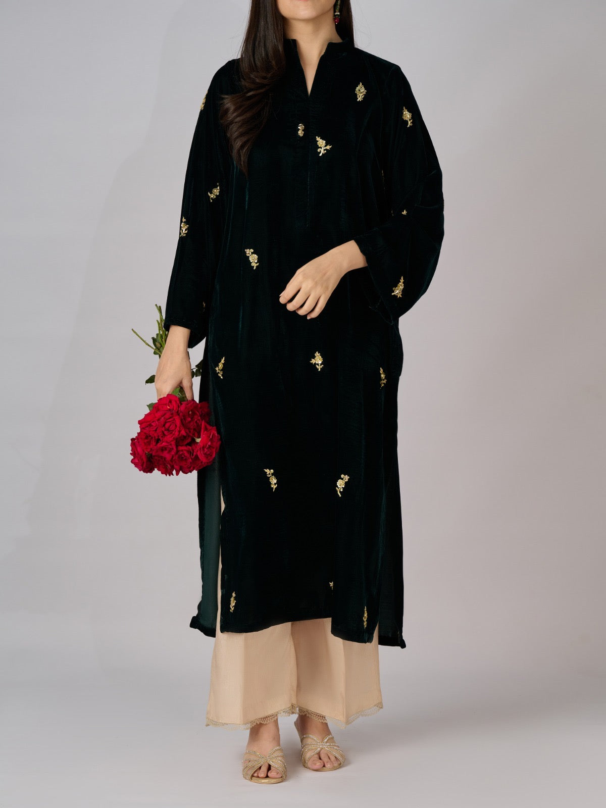 Embroidered Velvet Shirt S110328