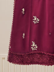 3 Piece - Pure Raw Silk Embroidered Suit S109771