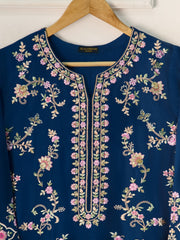 3 Piece- Pure Silk Net Embroidered Suit S111280