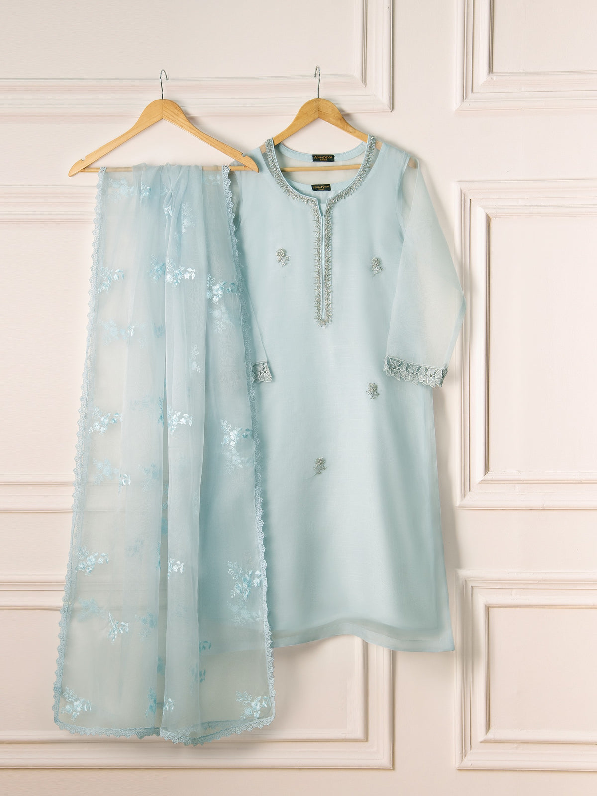 3 Piece - Pure Organza Embroidered Suit S110714