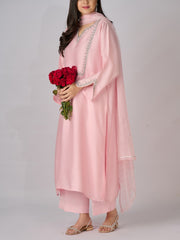 3 Piece- Pure Silk Net Embroidered Suit S110340