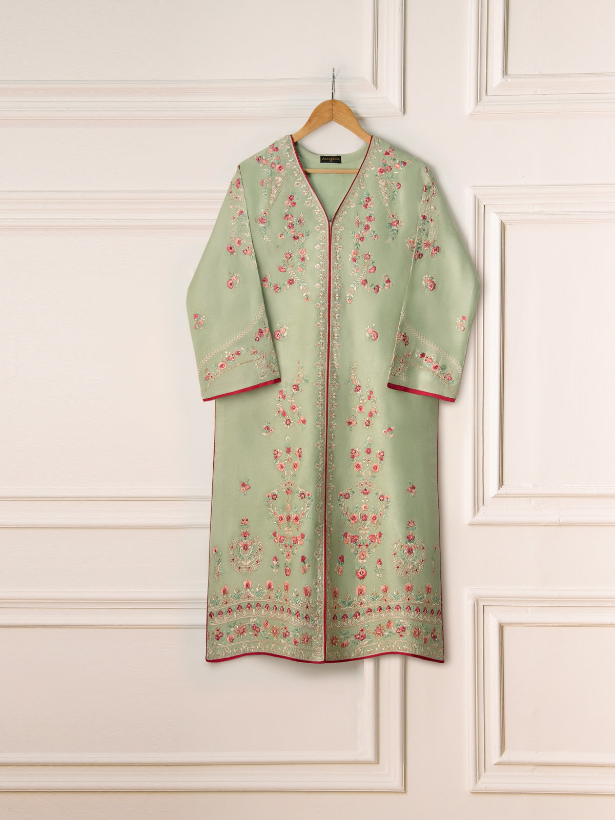 2 Piece- Pure Silk Net Embroidered Suit S111154
