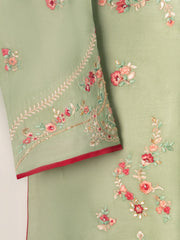2 Piece- Pure Silk Net Embroidered Suit S111154