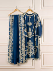 3 Piece- Pure Cotton Net Embroidered Suit S110776