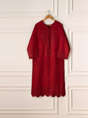 3 Piece- Pure Cotton Net Embroidered Suit S110884