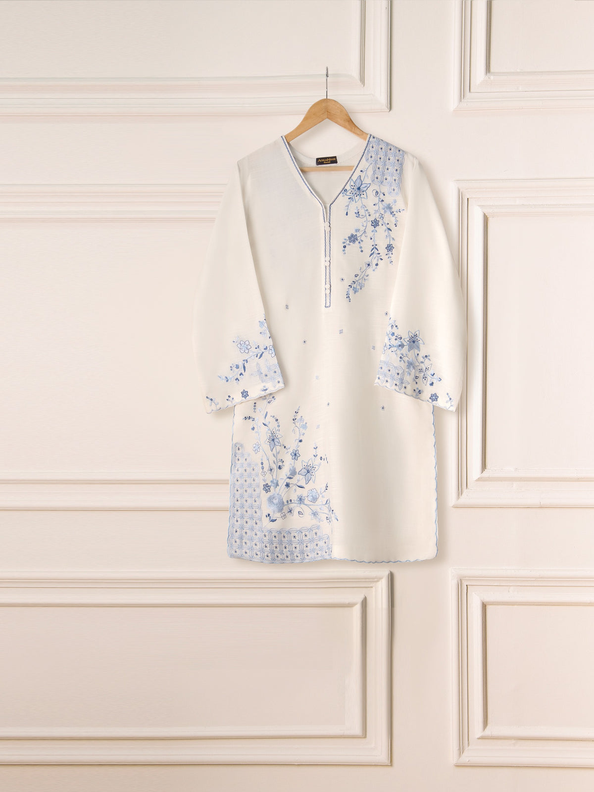 2 Piece - Embroidered Linen Suit S111046