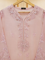 3 Piece - Pure Cotton Net Embroidered Suit S109563