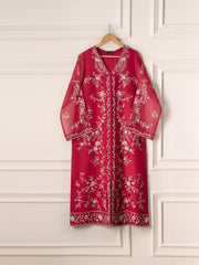 3 Piece - Pure Organza Embroidered Suit S110835