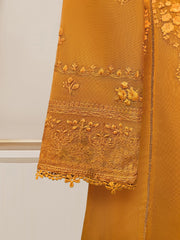 3 Piece - Pure Cotton Net Embroidered Frock S109936