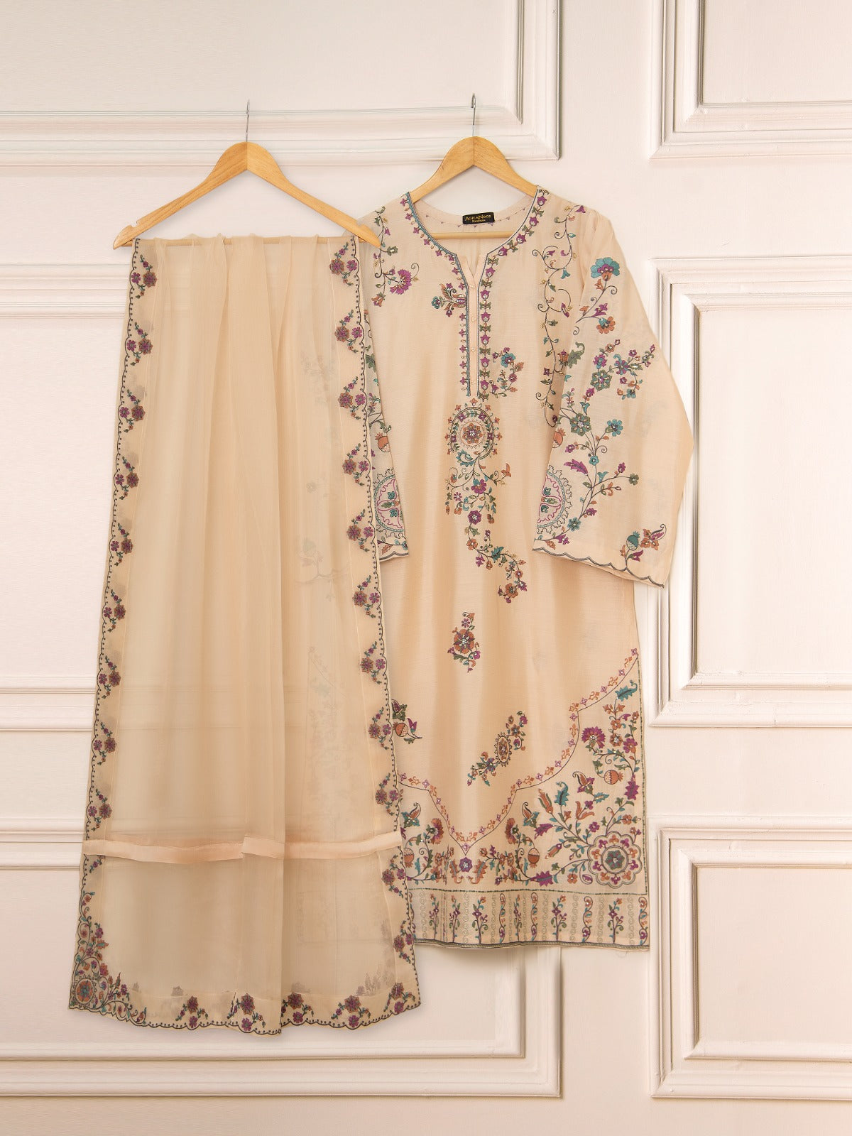 3 Piece- Pure Khaddi Silk Embroidered Suit S111508