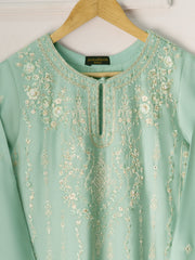 3 Piece- Pure Silk Net Embroidered Suit S110843