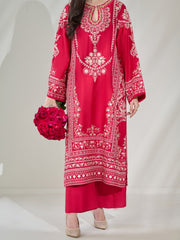 2 Piece- Pure Silk Net Embroidered Suit S110404