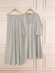 3 Piece - Pure Cotton Net Embroidered Suit S111294