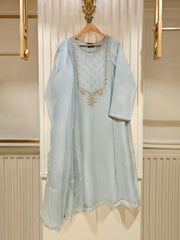 3 Piece - Pure Cotton Net Embroidered Suit S111467
