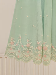 2 Piece - Pure Cotton Net Embroidered Frock S109632