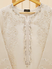 3 Piece - Pure Organza Embroidered Suit S109450