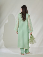 2 Piece - Pure Cotton Net Embroidered Suit S110378