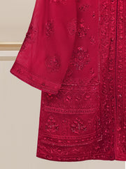 3 Piece - Pure Cotton Net Embroidered Suit S109626