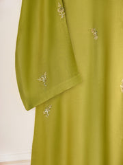 3 Piece - Pure Cotton Net Embroidered Suit S110494