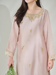 2 Piece- Pure Silk Net Embroidered Suit S110403