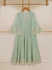 2 Piece - Pure Cotton Net Embroidered Frock S109632