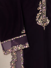 3 Piece- Embroidered Velvet Suit S110929