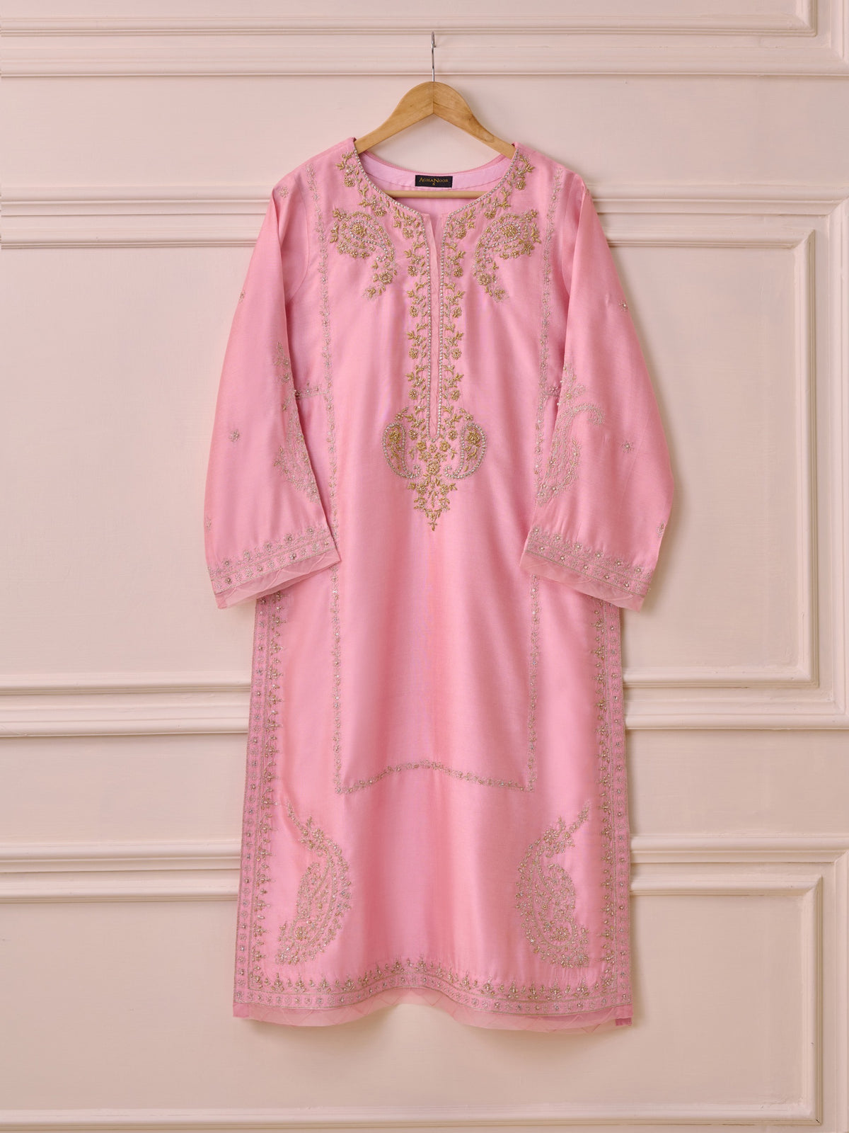 2 Piece- Pure Silk Net Embroidered Suit S110278