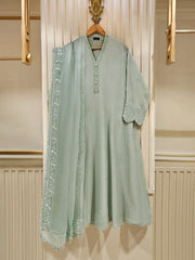 3 Piece - Pure Cotton Net Embroidered Suit S111353