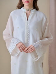 3 Piece - Pure Cotton Net Embroidered Suit S110182