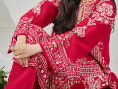 2 Piece- Pure Silk Net Embroidered Suit S110404