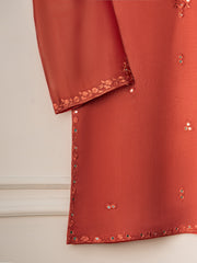 2 Piece- Pure Cotton Net Embroidered Suit S110847