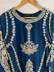3 Piece- Pure Cotton Net Embroidered Suit S110776