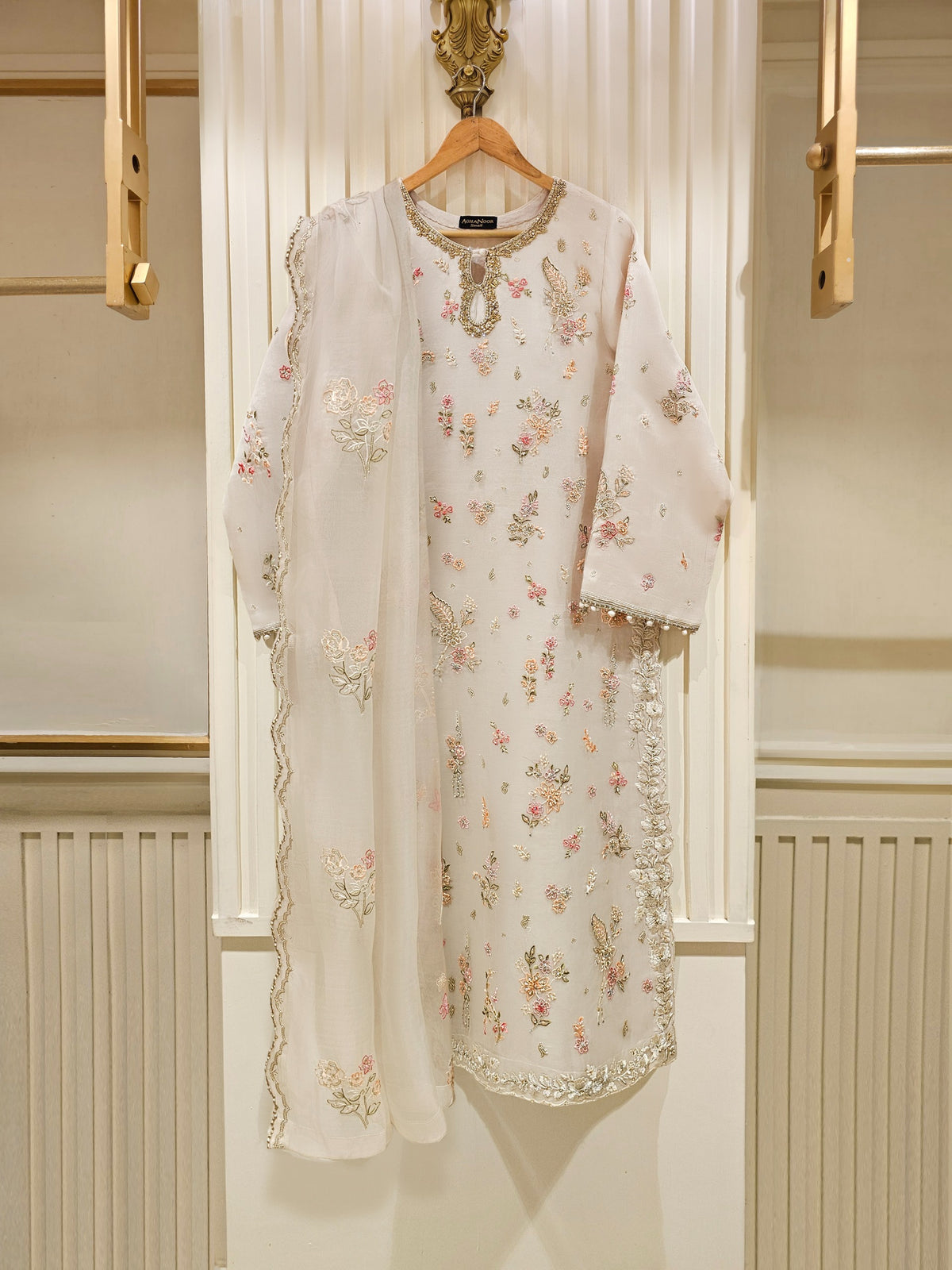 3 Piece - Pure Organza Embroidered Suit S111456