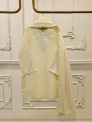 3 Piece - Pure Embroidered Cotton Net Suit S111905
