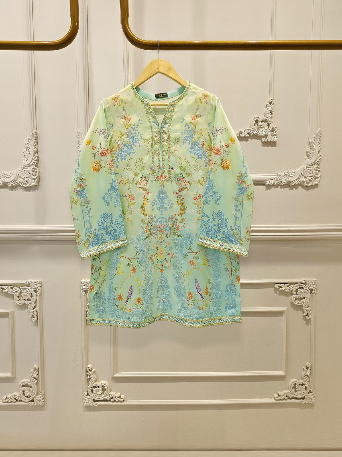 2 Piece - Pure Embroidered Charmeuse Silk Suit S112104