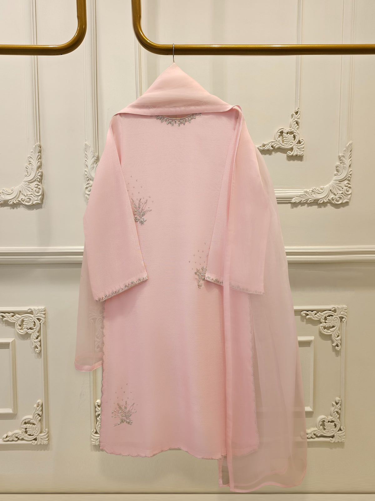 3 Piece - Pure Embroidered Cotton Net Suit S112095