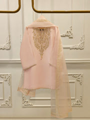 3 Piece-  Pure Embroidered Sheesha Silk Suit S112380