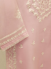 3 Piece - Pure Organza Embroidered Suit S112449