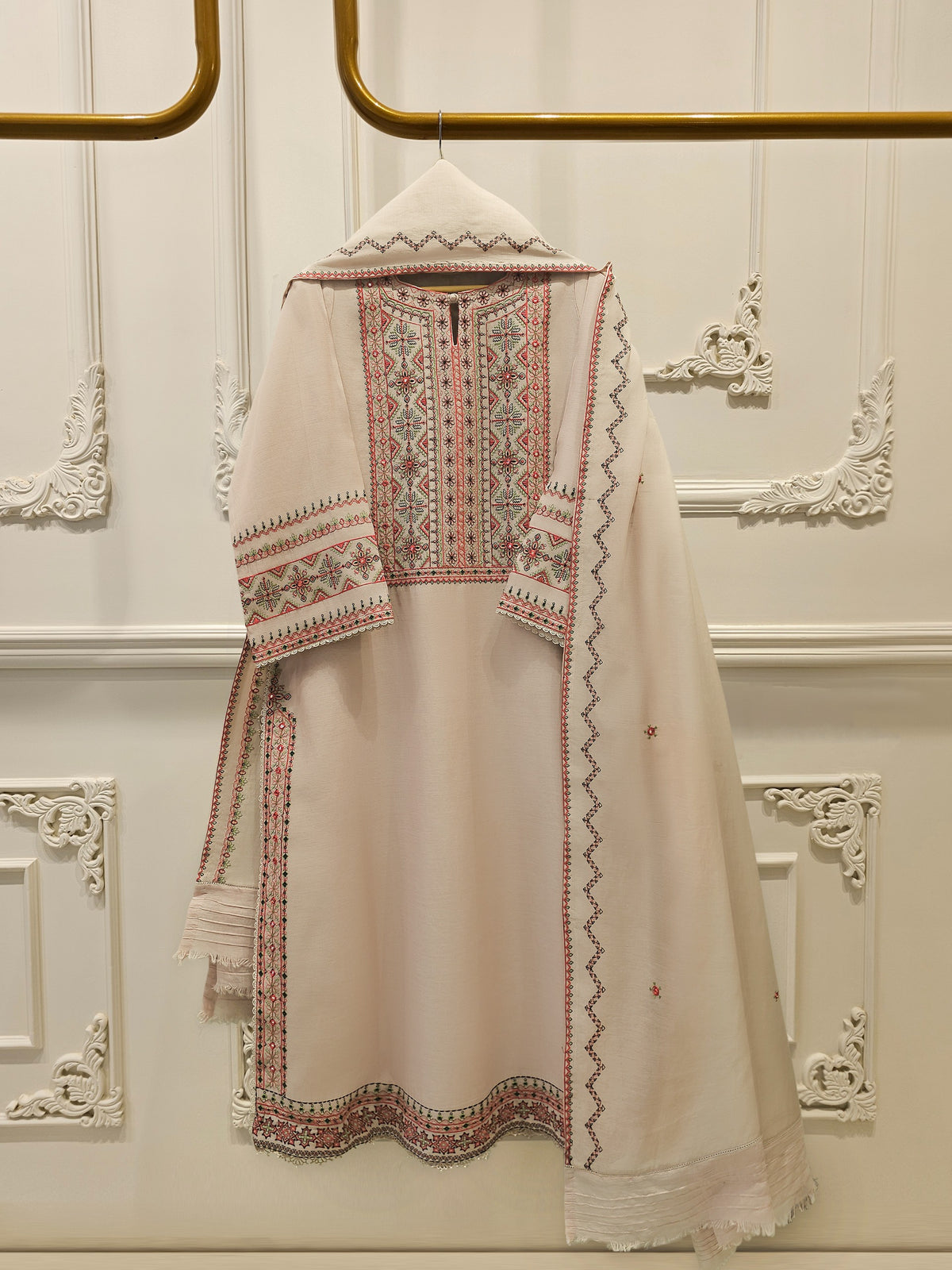 2 Piece - Embroidered Kora Cotton Suit  S112561