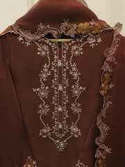 3 Piece-  Pure Embroidered Sheesha Silk Suit S112969