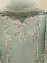 3 Piece - Pure Organza Embroidered Suit S113040