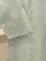 3 Piece - Pure Organza Embroidered Suit S113040