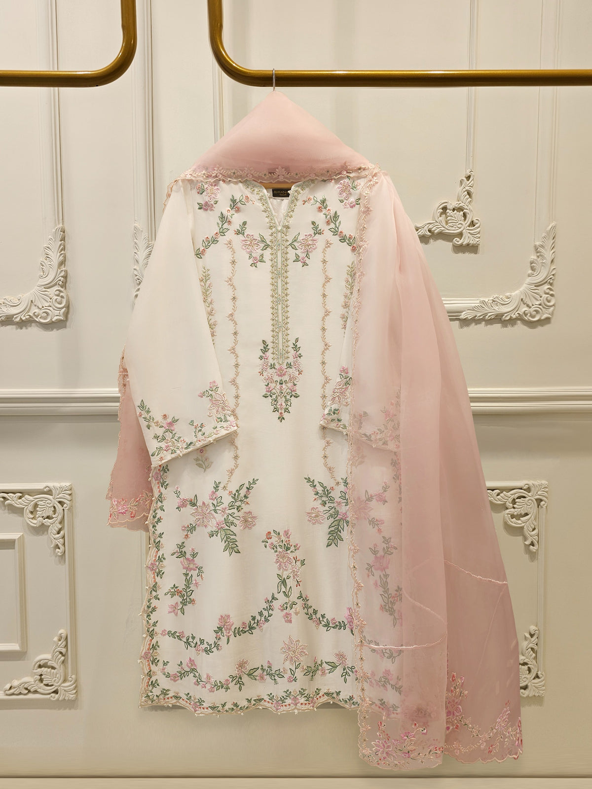 3 Piece- Pure Sheesha Silk Embroidered Suit S113042