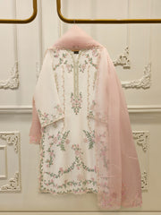 3 Piece- Pure Sheesha Silk Embroidered Suit S113042