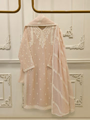 3 Piece - Pure Embroidered Cotton Net Suit S113059
