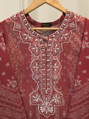 Digital Printed Embroidered Cambric Shirt S113126