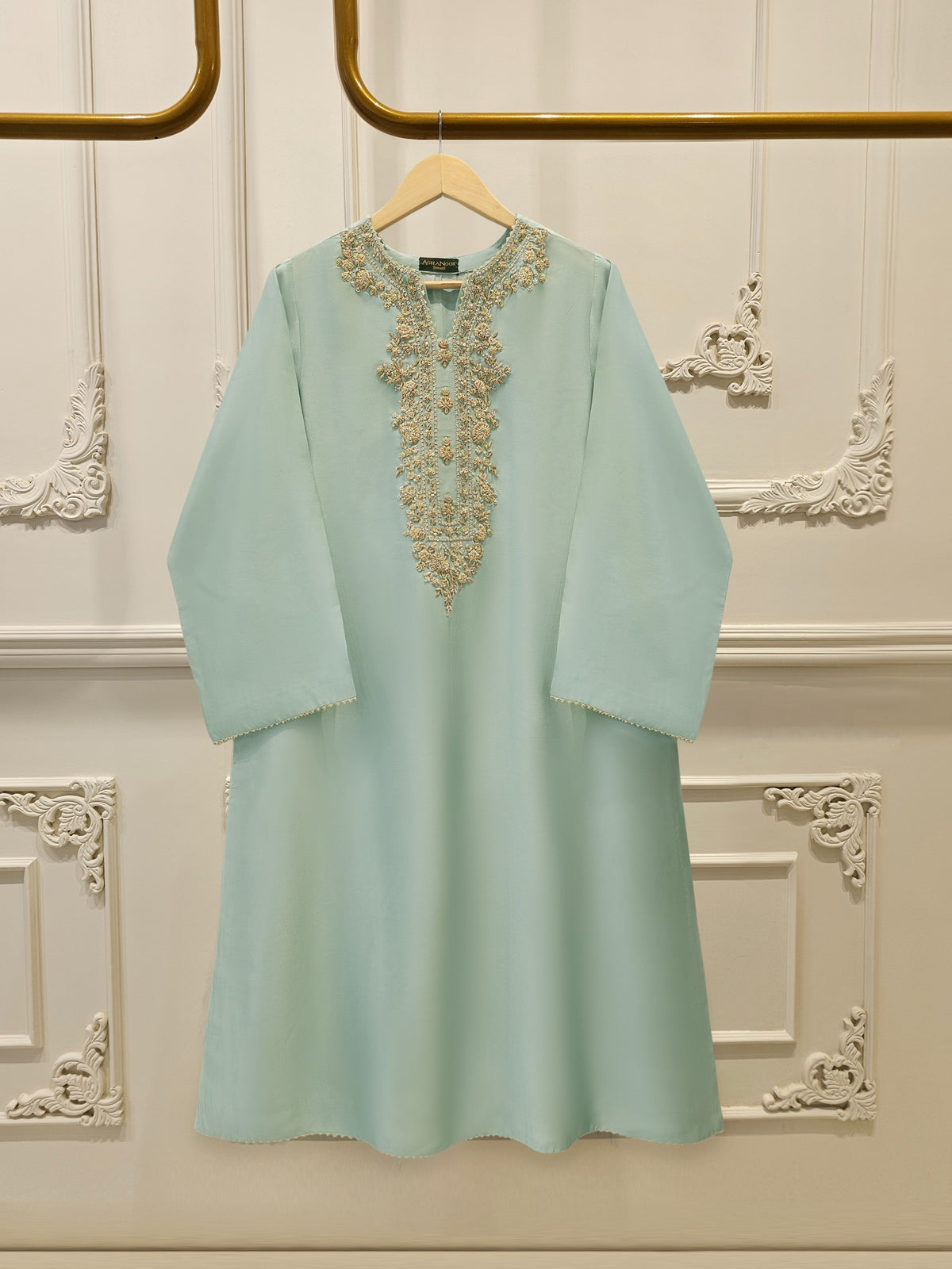 Pure Embroidered Sheesha Silk Shirt S113129